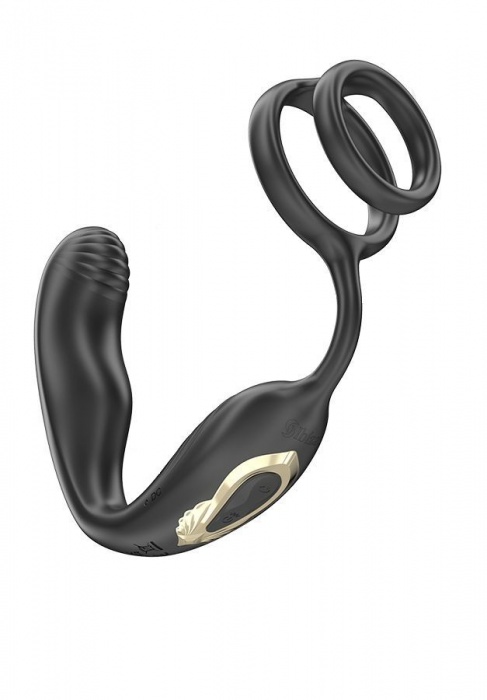 Черная анальная пробка с вращением и эрекционными кольцами - Ibiza - в Челябинске купить с доставкой