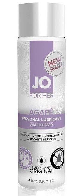 Женский лубрикант на водной основе JO AGAPE LUBRICANT ORIGINAL - 120 мл. - System JO - купить с доставкой в Челябинске