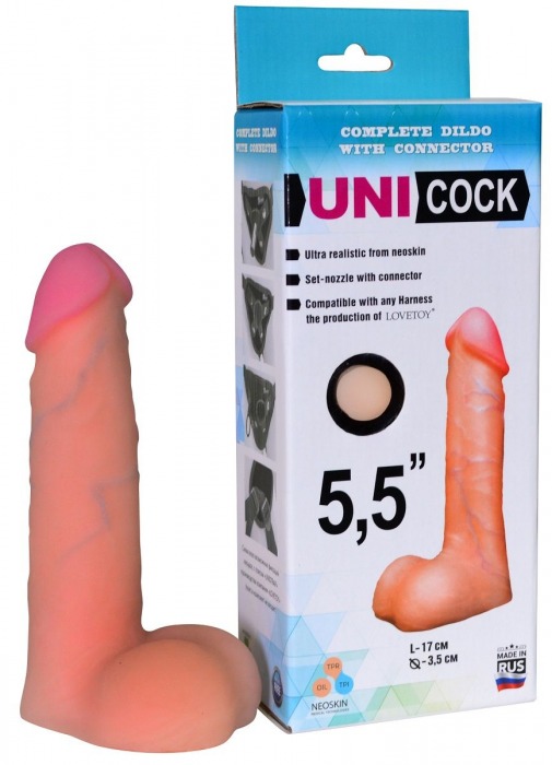 Фаллическая насадка Харнесс UNICOCK 5,5  - 17 см. - LOVETOY (А-Полимер) - купить с доставкой в Челябинске