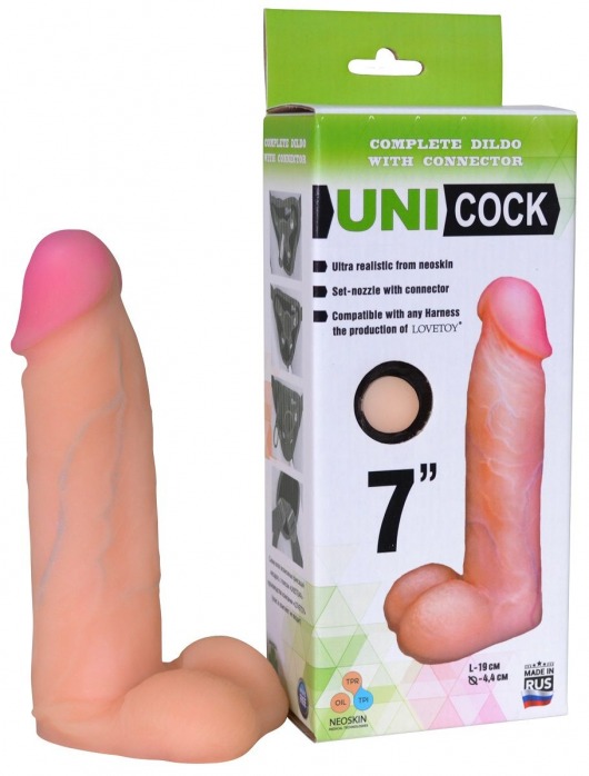 Фаллическая насадка Харнесс UNICOCK 7  - 19 см. - LOVETOY (А-Полимер) - купить с доставкой в Челябинске
