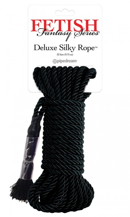 Черная веревка для фиксации Deluxe Silky Rope - 9,75 м. - Pipedream - купить с доставкой в Челябинске