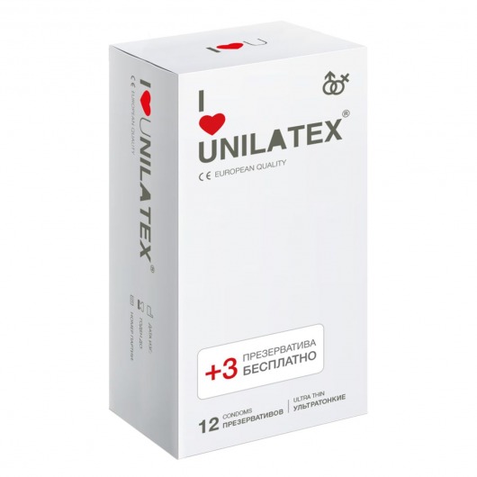 Ультратонкие презервативы Unilatex Ultra Thin - 12 шт. + 3 шт. в подарок - Unilatex - купить с доставкой в Челябинске