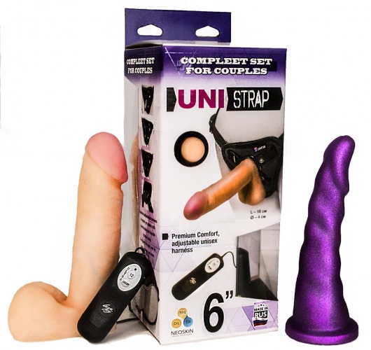 Вибрострапон с двумя насадками UniStrap - 18 и 18 см. - LOVETOY (А-Полимер) - купить с доставкой в Челябинске