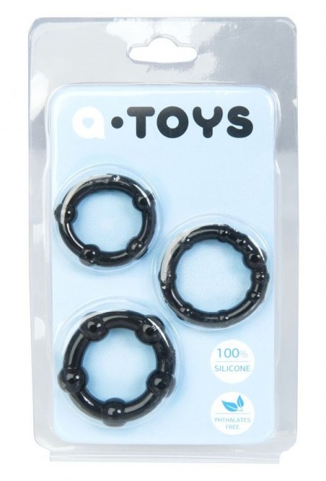 Набор из 3 чёрных эрекционных колец A-toys - A-toys - в Челябинске купить с доставкой
