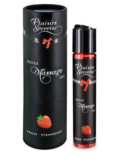 Массажное масло с ароматом клубники Huile de Massage Gourmande Fraise des Bois - 59 мл. - Plaisir Secret - купить с доставкой в Челябинске
