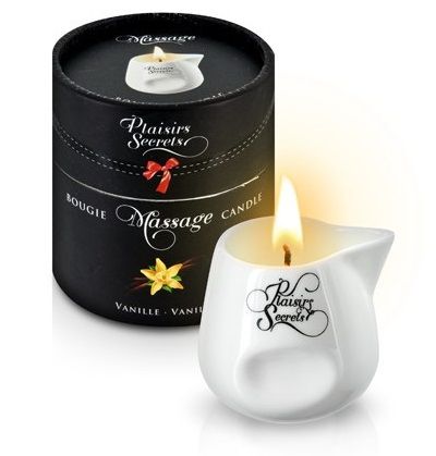 Массажная свеча с ароматом ванили Bougie Massage Gourmande Vanille - 80 мл. - Plaisir Secret - купить с доставкой в Челябинске