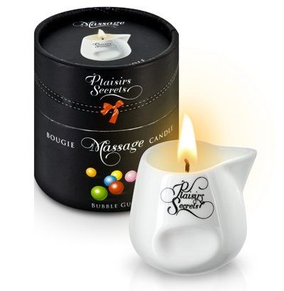 Массажная свеча с ароматом бубль-гума Bougie de Massage Gourmande Bubble Gum - 80 мл. - Plaisir Secret - купить с доставкой в Челябинске