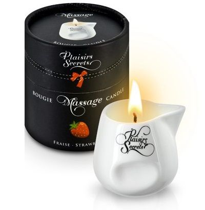 Массажная свеча с ароматом клубники Bougie de Massage Gourmande Fraise - 80 мл. - Plaisir Secret - купить с доставкой в Челябинске