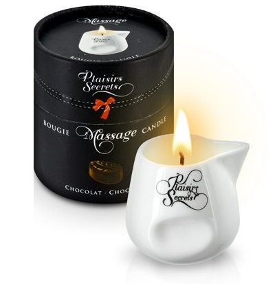 Массажная свеча с ароматом шоколада Bougie de Massage Gourmande Chocolat - 80 мл. - Plaisir Secret - купить с доставкой в Челябинске