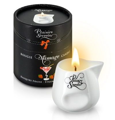 Массажная свеча с ароматом клубничного дайкири Bougie de Massage Daikiri Fraise - 80 мл. - Plaisir Secret - купить с доставкой в Челябинске