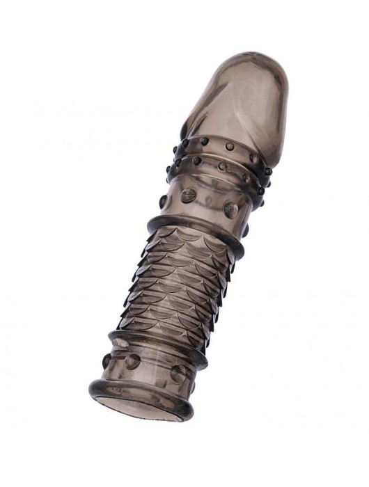 Дымчатая закрытая насадка ToyFa XLover с чешуйками и пупырышками - 13,5 см. - ToyFa - в Челябинске купить с доставкой