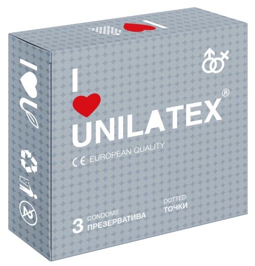 Презервативы с точками Unilatex Dotted - 3 шт. - Unilatex - купить с доставкой в Челябинске