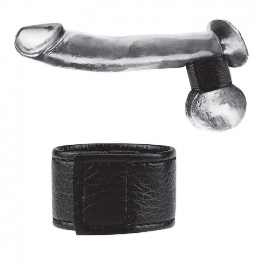 Чёрная утяжка на мошонку 1  Velcro Ball Stretcher - BlueLine - купить с доставкой в Челябинске