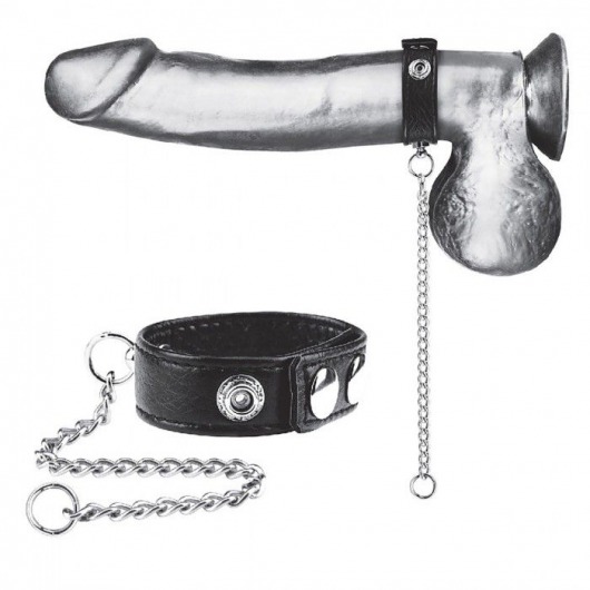 Утяжка на пенис с поводком Snap Cock Ring With 12  Leash - BlueLine - купить с доставкой в Челябинске