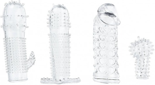 Набор из 4 насадок на член Pleasured Penis Enhancement Sleeve 4 Pack - XR Brands - в Челябинске купить с доставкой