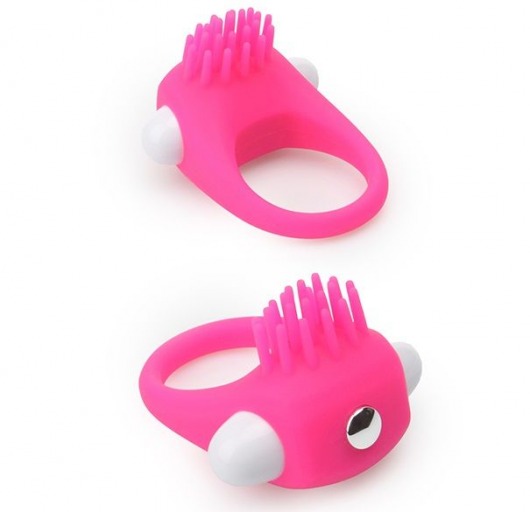 Розовое эрекционное кольцо с щеточкой LIT-UP SILICONE STIMU RING 5 - Dream Toys - в Челябинске купить с доставкой