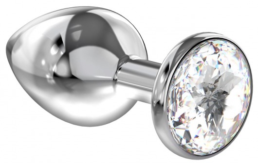 Большая серебристая анальная пробка Diamond Clear Sparkle Large с прозрачным кристаллом - 8 см. - Lola Games - купить с доставкой в Челябинске