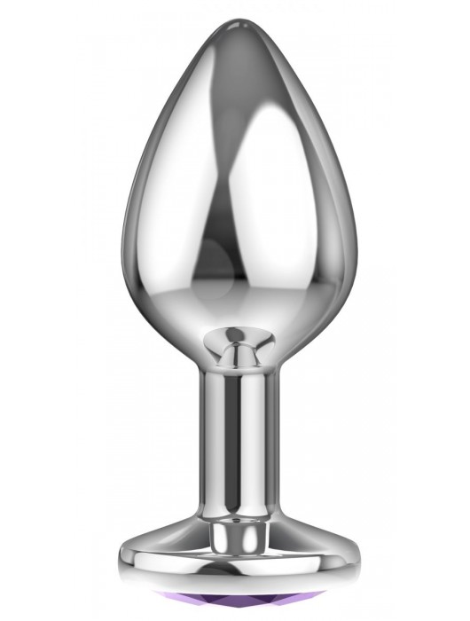 Малая серебристая анальная пробка Diamond Purple Sparkle Small с фиолетовым кристаллом - 7 см. - Lola Games - купить с доставкой в Челябинске