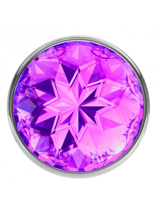 Малая серебристая анальная пробка Diamond Purple Sparkle Small с фиолетовым кристаллом - 7 см. - Lola Games - купить с доставкой в Челябинске