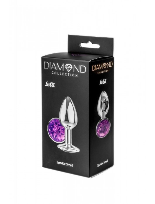 Малая серебристая анальная пробка Diamond Purple Sparkle Small с фиолетовым кристаллом - 7 см. - Lola Games - купить с доставкой в Челябинске