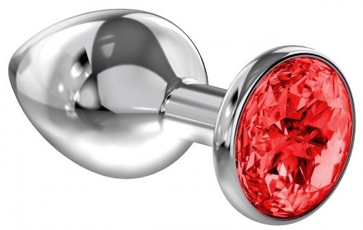 Большая серебристая анальная пробка Diamond Red Sparkle Large с красным кристаллом - 8 см. - Lola Games - купить с доставкой в Челябинске