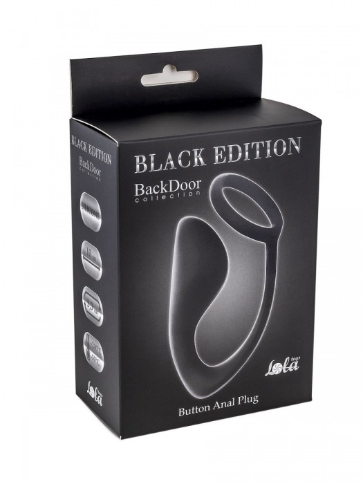 Чёрное эрекционное кольцо с анальной пробкой Button Anal Plug - Lola Games - в Челябинске купить с доставкой