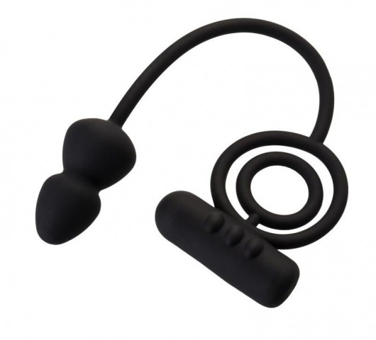 Чёрное эрекционное кольцо с вибропулькой и анальным хвостом - Erotist Adult Toys - в Челябинске купить с доставкой