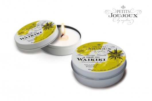 Массажная свеча Petits Joujoux Waikiki Beach с ароматом кокоса и ананаса - 33 гр. - MyStim - купить с доставкой в Челябинске