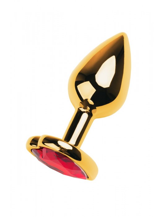 Золотистая анальная пробка с кристаллом-сердцем - 7,5 см. - ToyFa - купить с доставкой в Челябинске