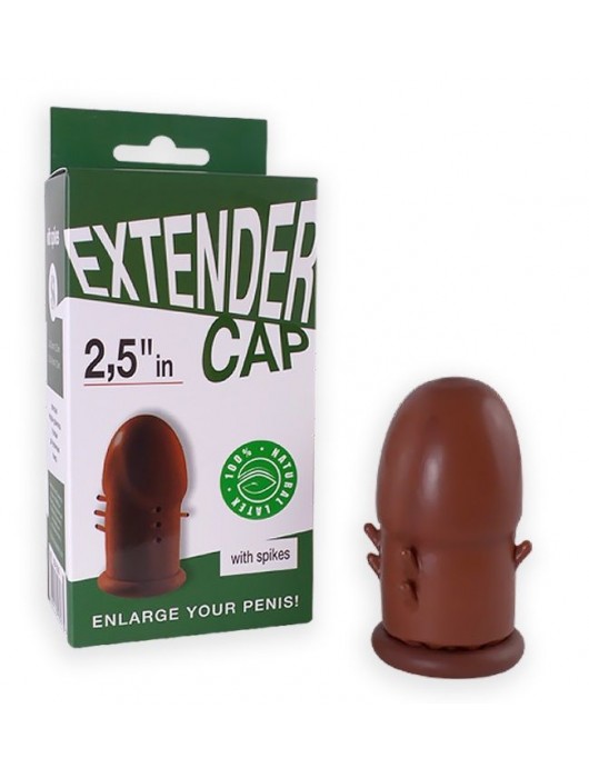 Коричневый латексный удлинитель пениса 2.5 in с шипиками - Sitabella - в Челябинске купить с доставкой