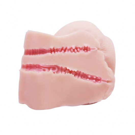 Телесный мастурбатор с двумя любовными тоннелями и вибрацией - Baile - в Челябинске купить с доставкой