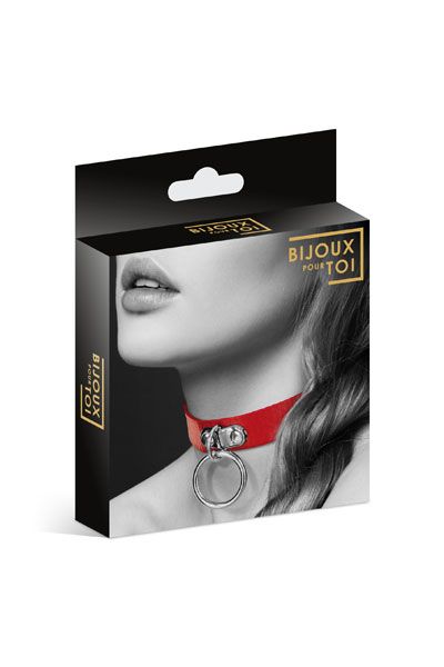 Красный узенький чокер с кольцом - Bijoux Pour Toi - купить с доставкой в Челябинске
