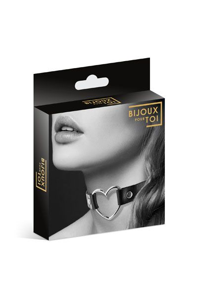 Чёрный чокер с кольцом в форме сердца - Bijoux Pour Toi - купить с доставкой в Челябинске