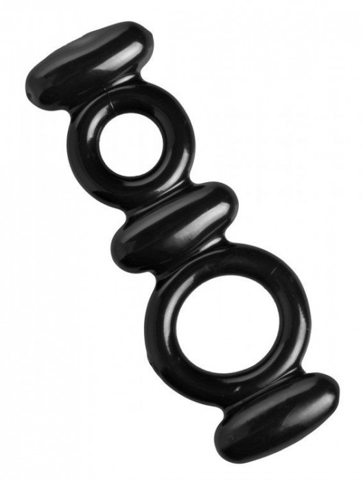 Двойное эрекционное кольцо Dual Stretch To Fit Cock and Ball Ring - XR Brands - в Челябинске купить с доставкой