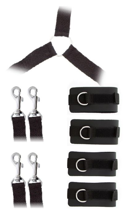 Комплект наручников и поножей LUXURIOUS BED RESTRAINT CUFF SET - Blush Novelties - купить с доставкой в Челябинске