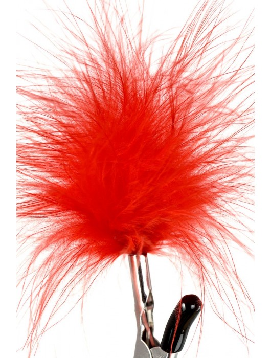 Зажимы для сосков с красным пухом Theatre - ToyFa - купить с доставкой в Челябинске