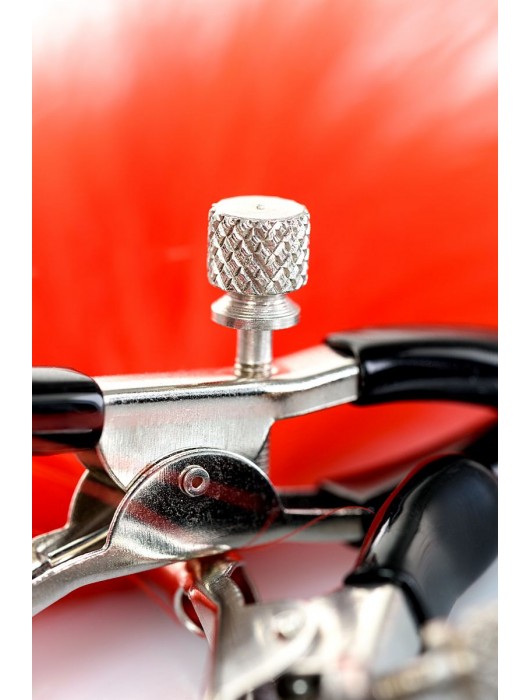 Зажимы для сосков с красным пухом Theatre - ToyFa - купить с доставкой в Челябинске