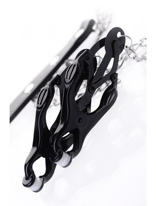 Черно-серебристые зажимы для сосков с кольцом для пениса TOYFA Metal - ToyFa - купить с доставкой в Челябинске