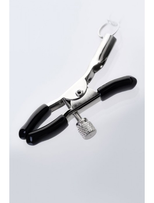 Серебристо-чёрные зажимы для сосков с кольцом для пениса TOYFA Metal - ToyFa - купить с доставкой в Челябинске