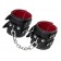 Черные кожаные наручники с двумя ремнями и красной подкладкой - Pecado - купить с доставкой в Челябинске
